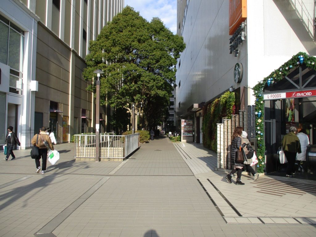 新百合ヶ丘オーパと新百合ヶ丘エルミロードの間を左に曲がります。