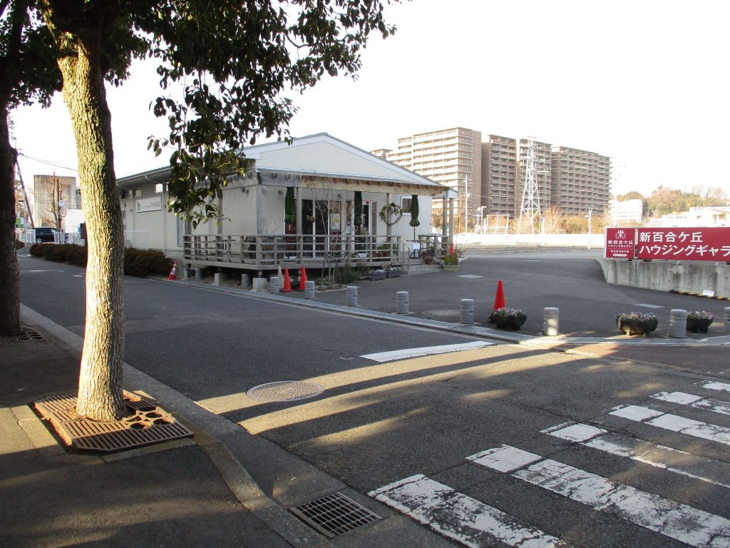 横断歩道を渡ると、左側に目的地のしんゆり交流空間リリオスがあります。